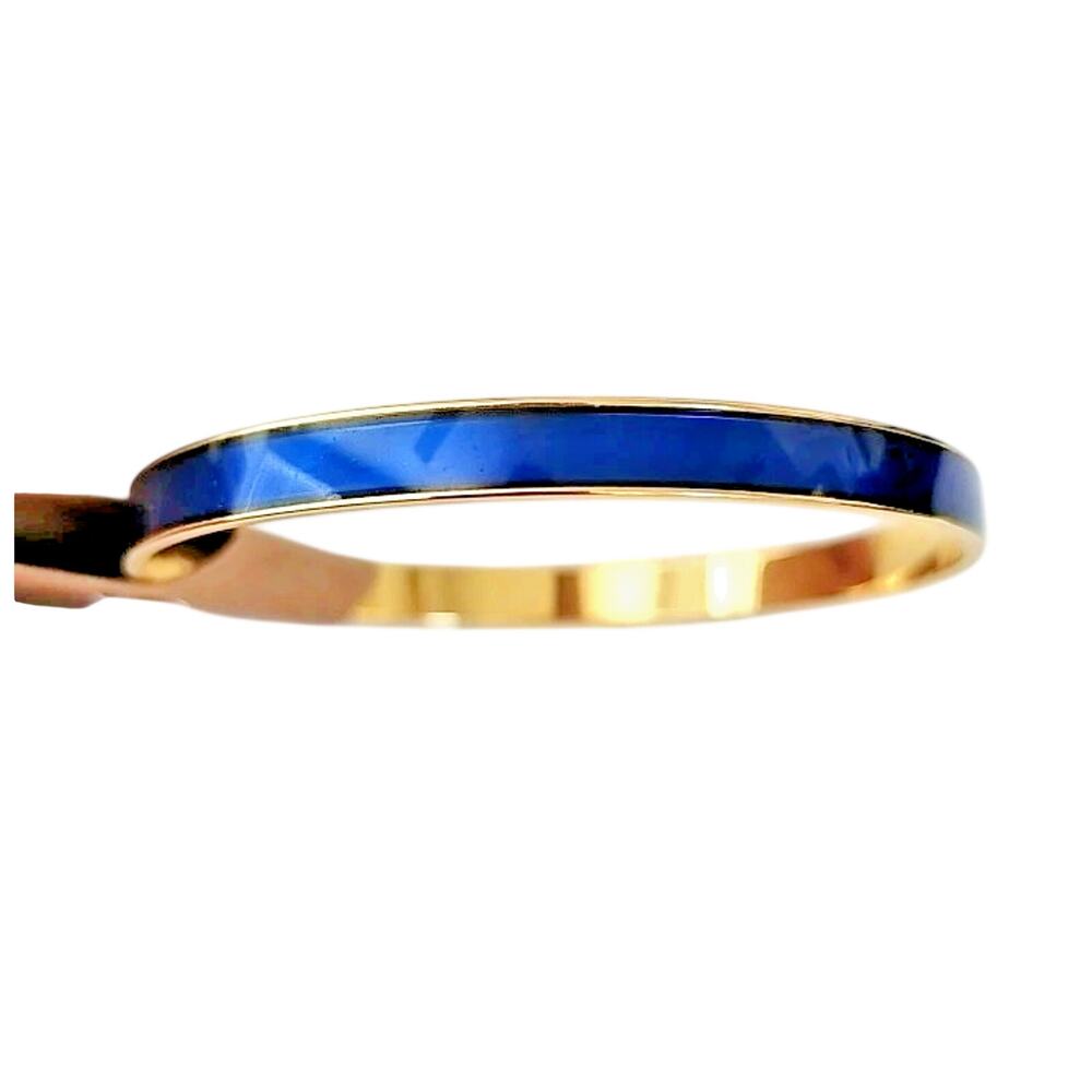 Unbranded Goldtone w/Navy Blue Enamel Bangle Bracelet 250 Years USA Celebration